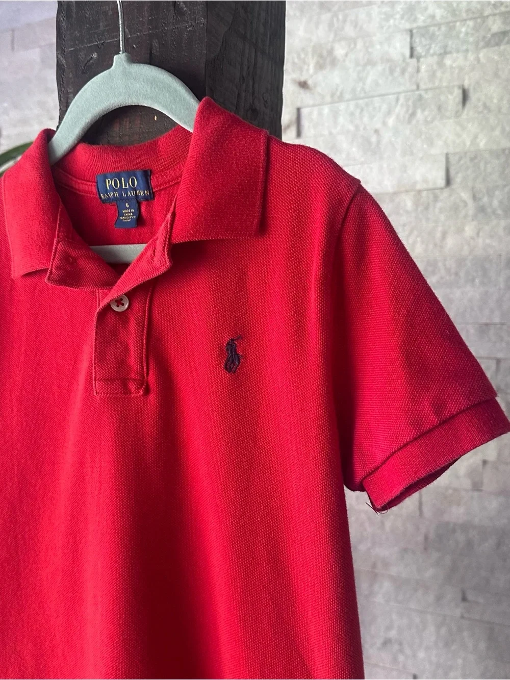 Polo Ralph Lauren Red Short Sleeve Polo with Navy Pony Size Kids 6